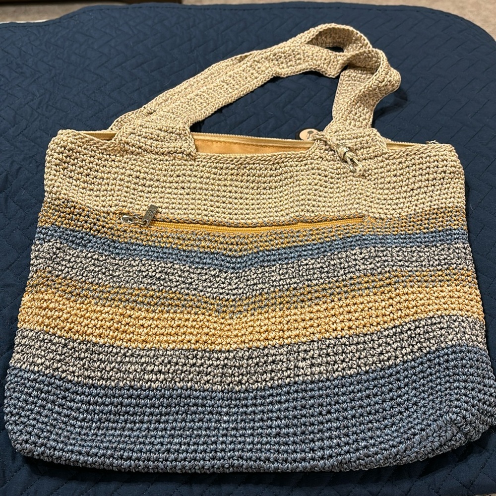 The Sak Crochet bag Brand New Gorgeous purse! Blue tan stripe